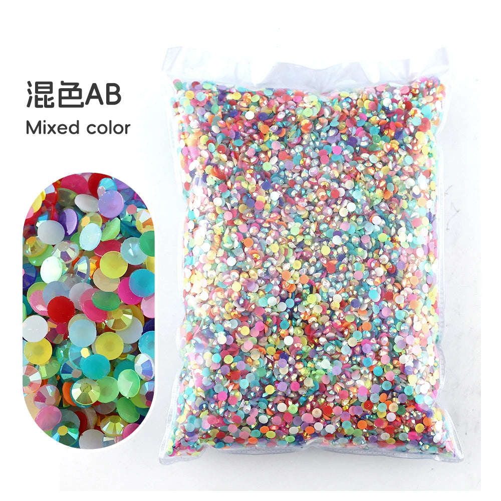 2MM 3MM 4MM 5MM 6MM Jelly AB Resin Cold fixation  Rhinestones Flat Back Suitable for making diamond water bottles