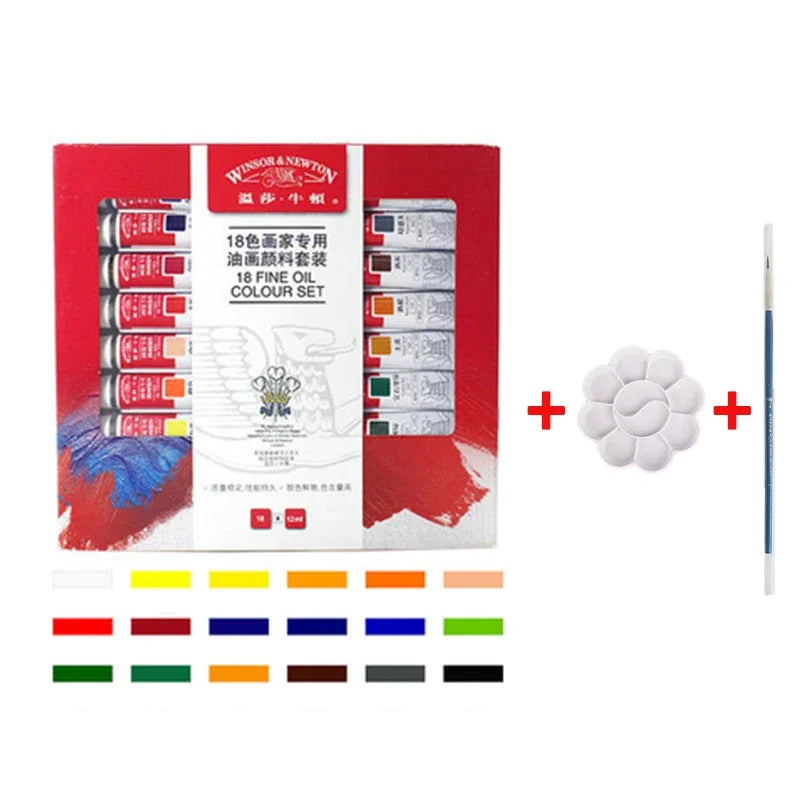 Winsor &amp; Newton Oil Paint Set – 12/18/24 Colors, 12ml Tubes