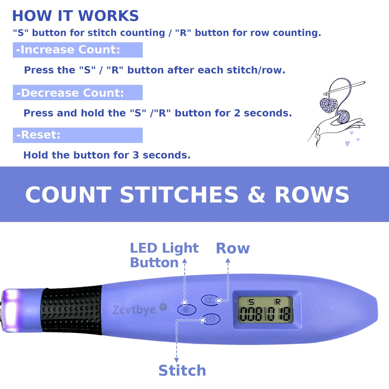 18-Size LED Crochet Hook Set with Digital Counter
