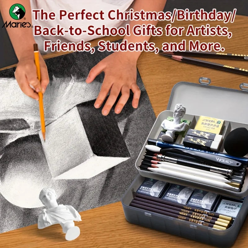 Marie’s Double-Layer Graphite &amp; Charcoal Pencil Set (23/27 Pcs)