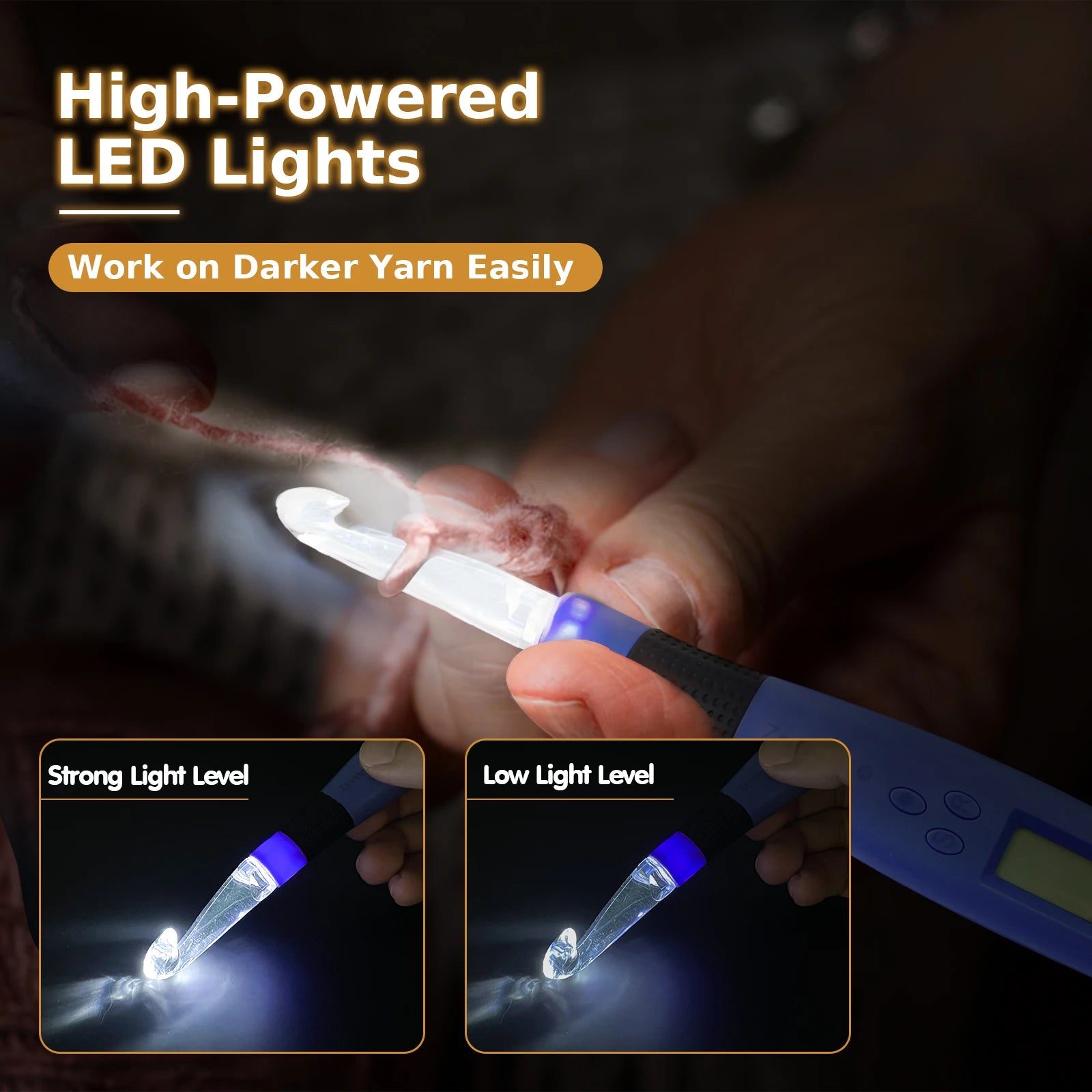 18-Size LED Crochet Hook Set with Digital Counter