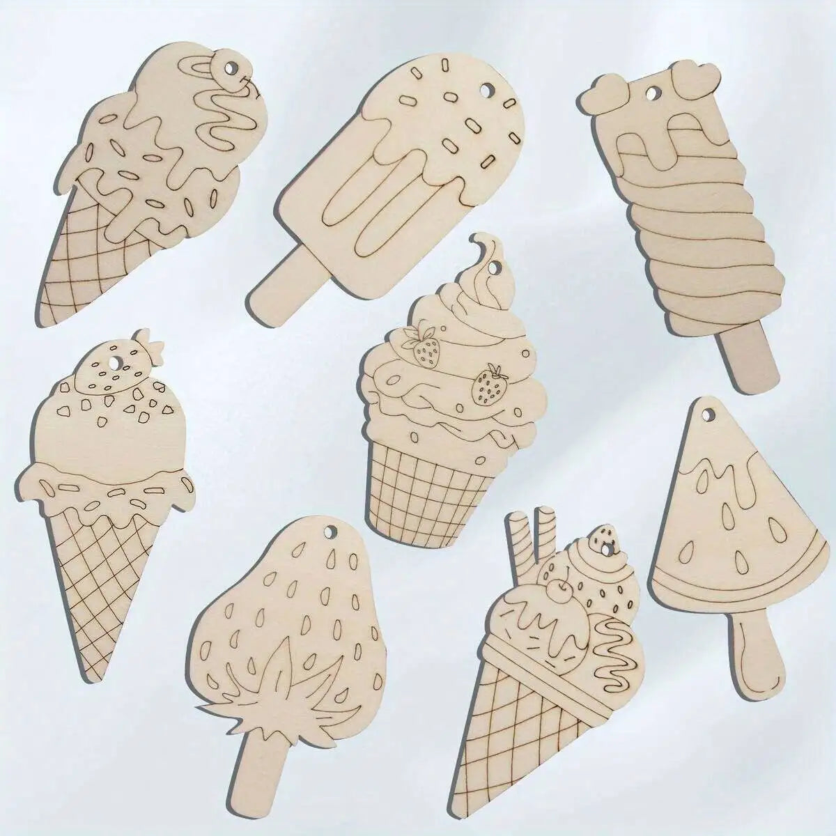 16pcs Wooden Ice Lolly Craft Ornaments