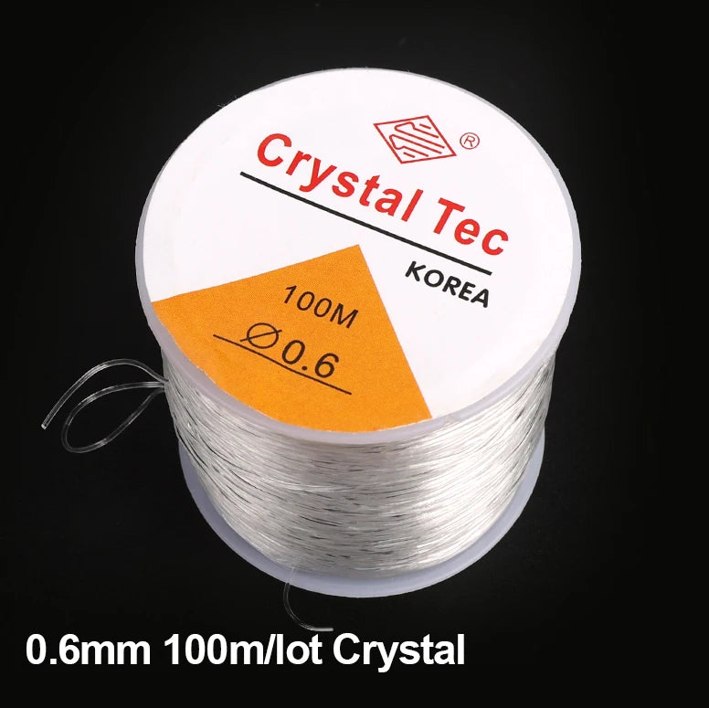 100m Elastic Beading Cord – 0.5–1mm Crystal Stretch Thread for Jewelry Making