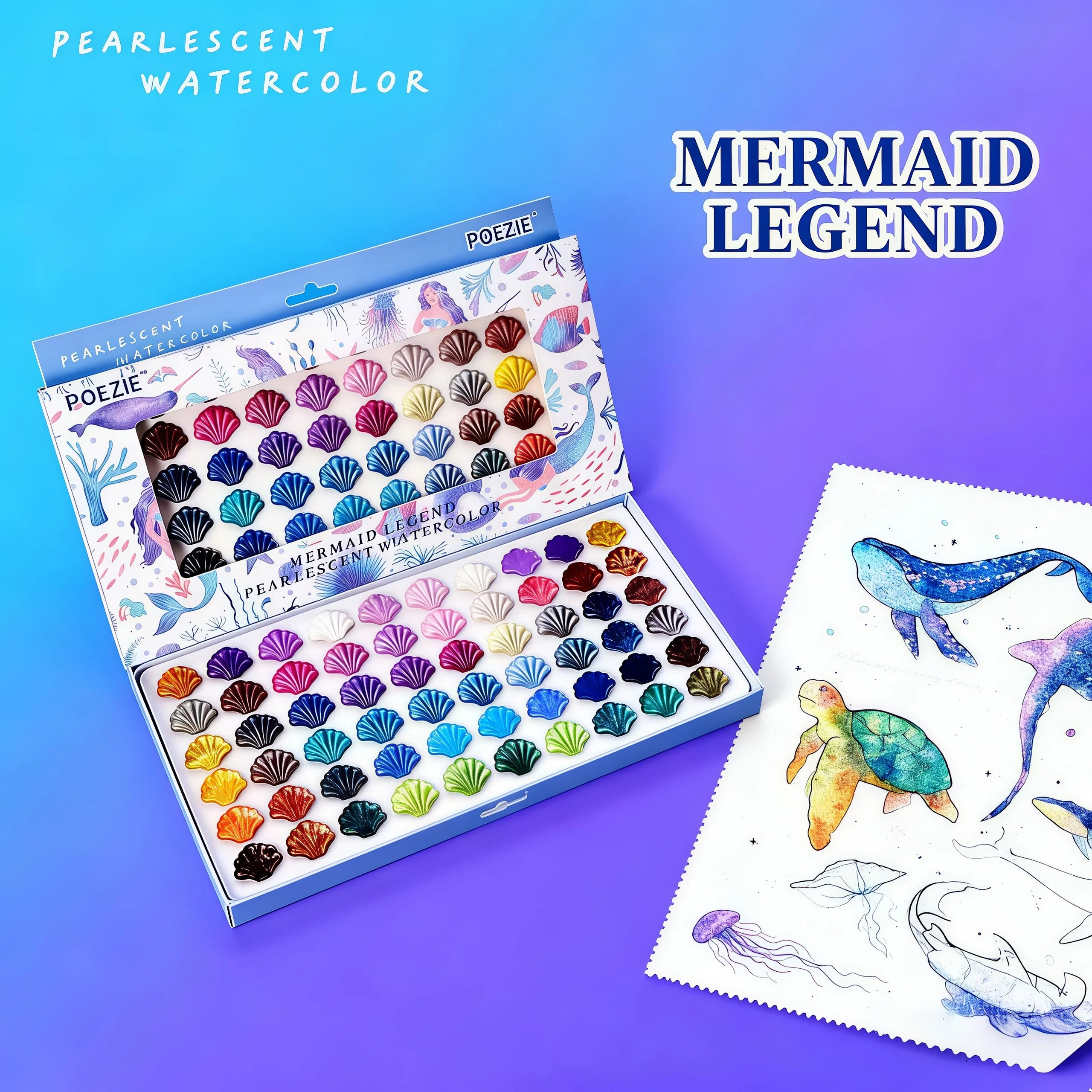 60-Color Professional Watercolor Paint Set with Water Brushes