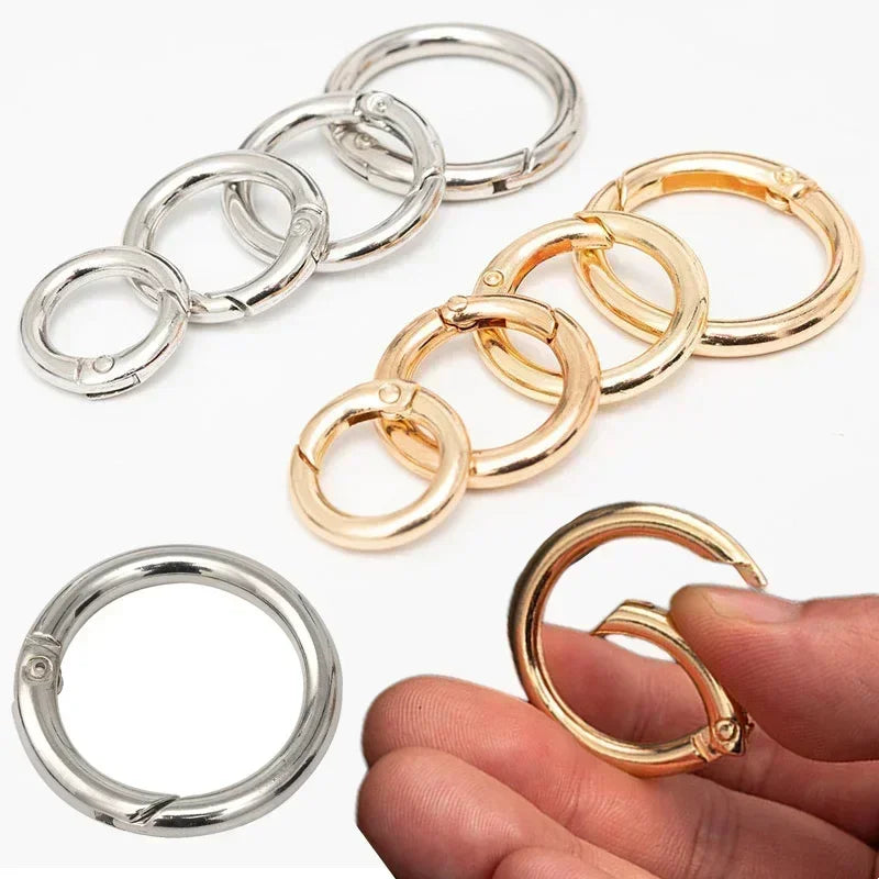 Stainless Steel O Ring Spring Clasps Open Round Carabiner Snap Hook Keychain Bag Clips DIY Jewelry Bags Accessories