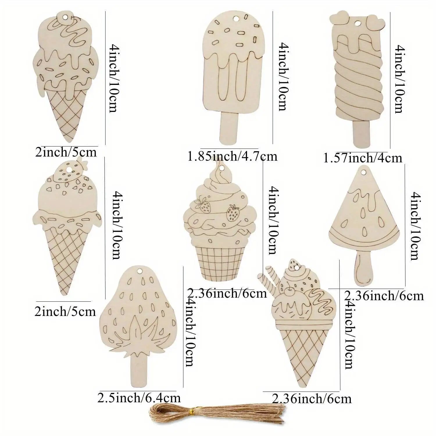16pcs Wooden Ice Lolly Craft Ornaments