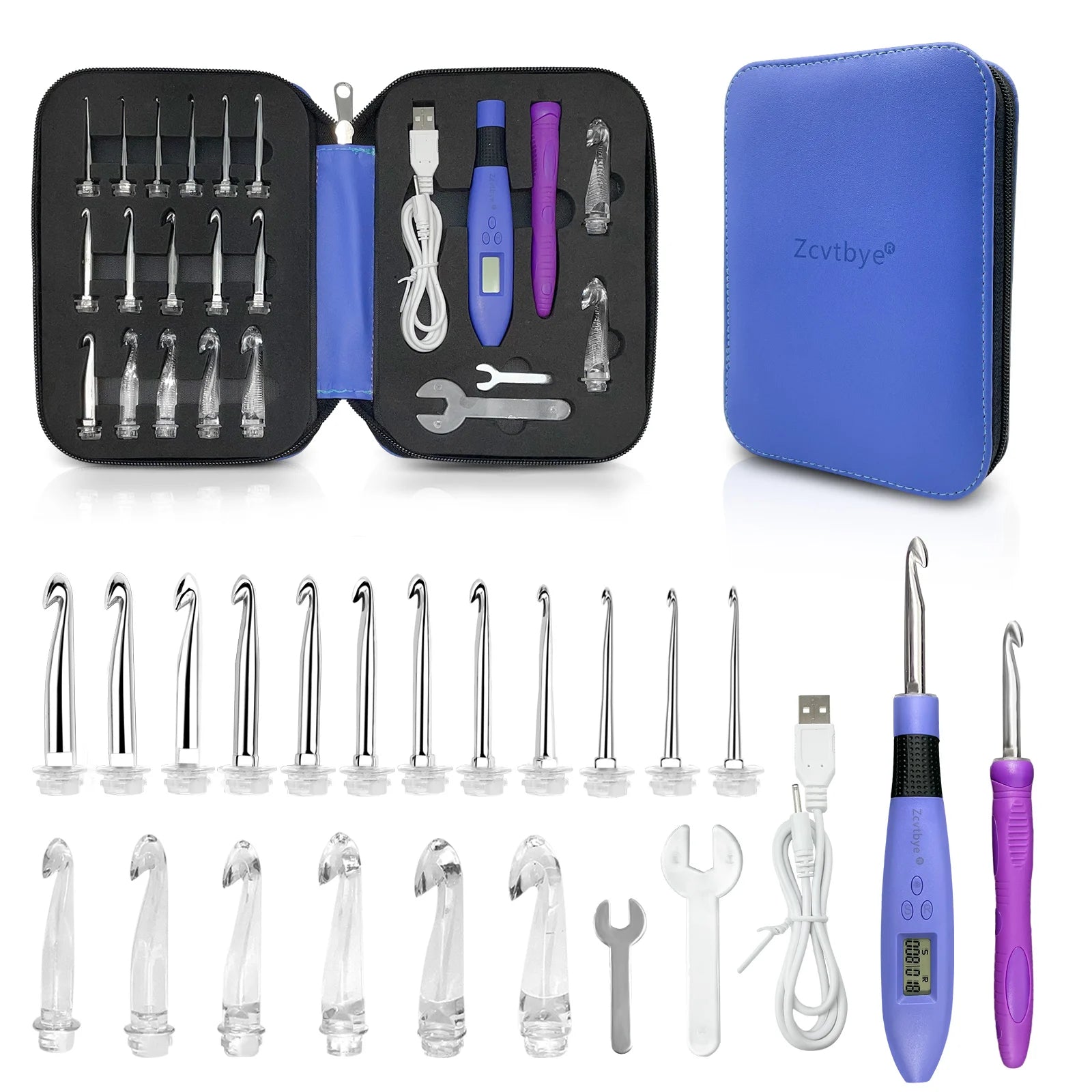 18-Size LED Crochet Hook Set with Digital Counter