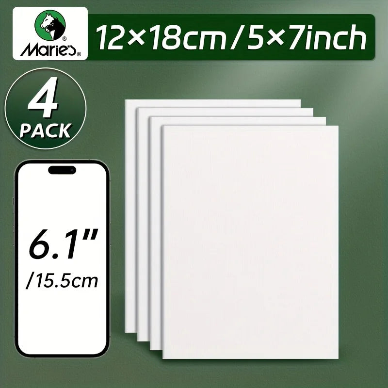 5x7 Inch Blank Canvas Panels – 2/4/6pcs White Canvas Board Set for Acrylic, Oil, Gouache &amp; Pour Painting