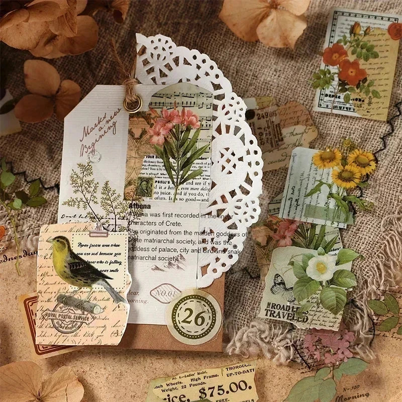 JIANQI 20-Piece PET Sticker Book – Plants &amp; Flowers