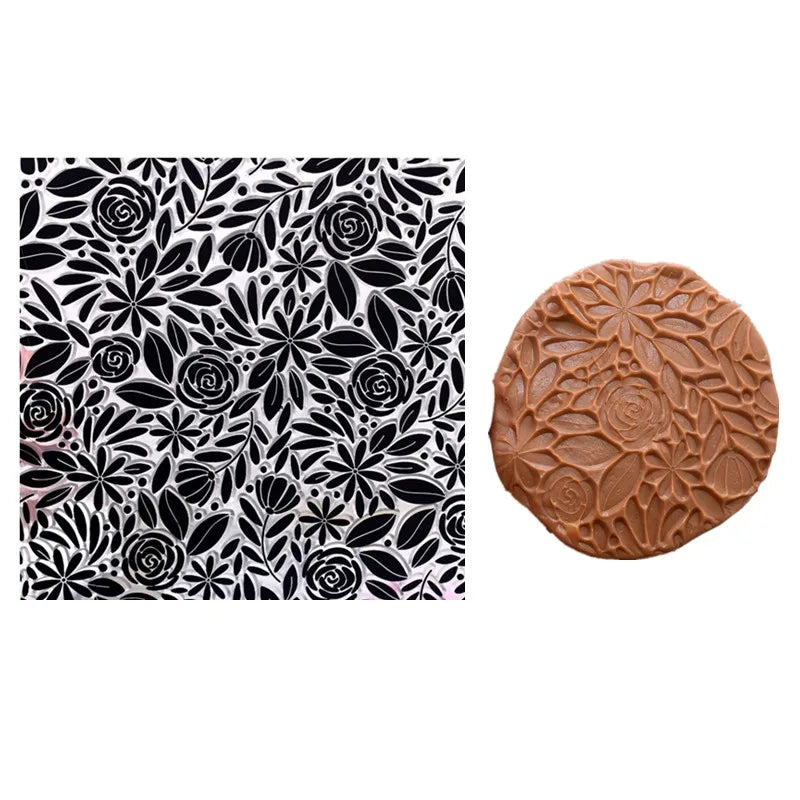 SNASAN Leaf &amp; Flower Clay Texture Stamp Sheets