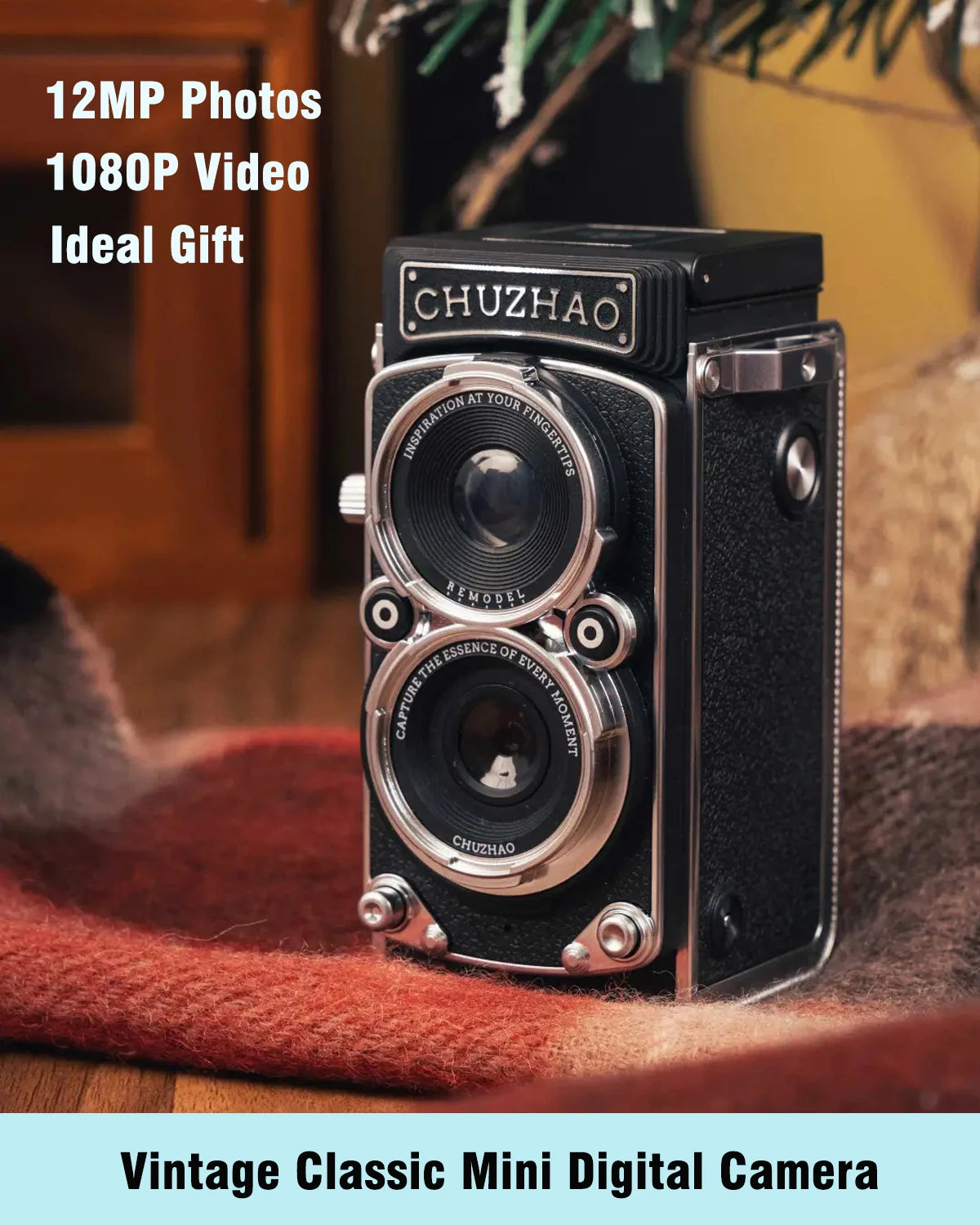 CHUZHAO Vintage Mini Digital Camera – 12MP, 1080P FHD, Autofocus
