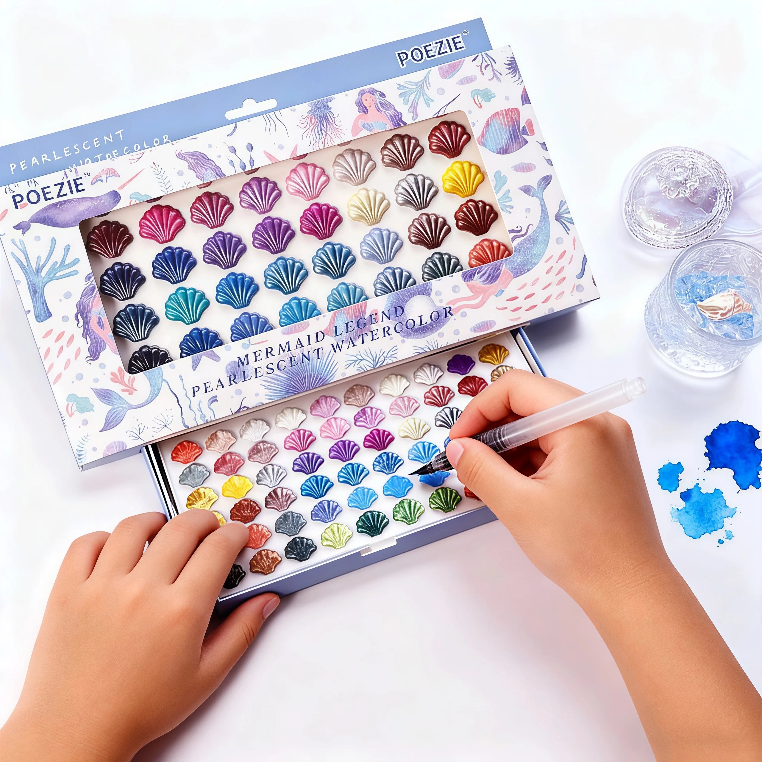 60-Color Professional Watercolor Paint Set with Water Brushes