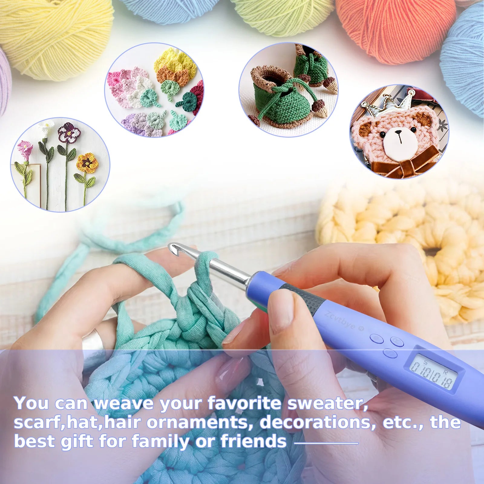 18-Size LED Crochet Hook Set with Digital Counter