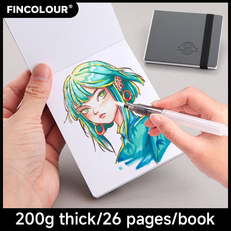FINECOLOUR Mini Watercolor Journal – 80×100mm, 200gsm, 26 Pages