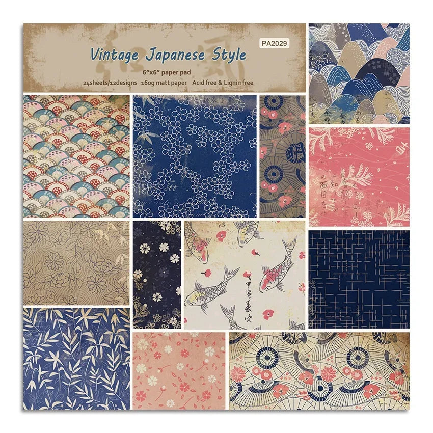 24 Sheets Vintage Japanese Style Craft Paper Pads