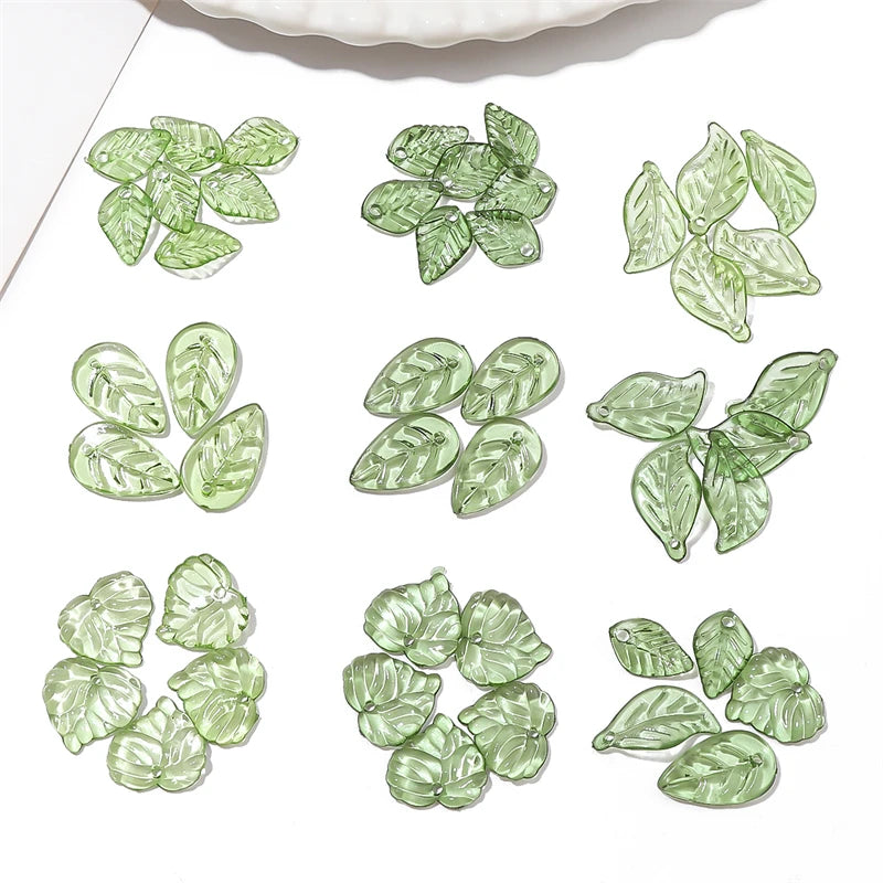 10/50pcs Acrylic Mini Leaf Beads