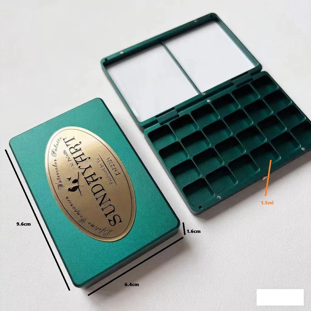 Portable Brass &amp; Aluminum Watercolor Box – 16/24 Grid Travel Palette