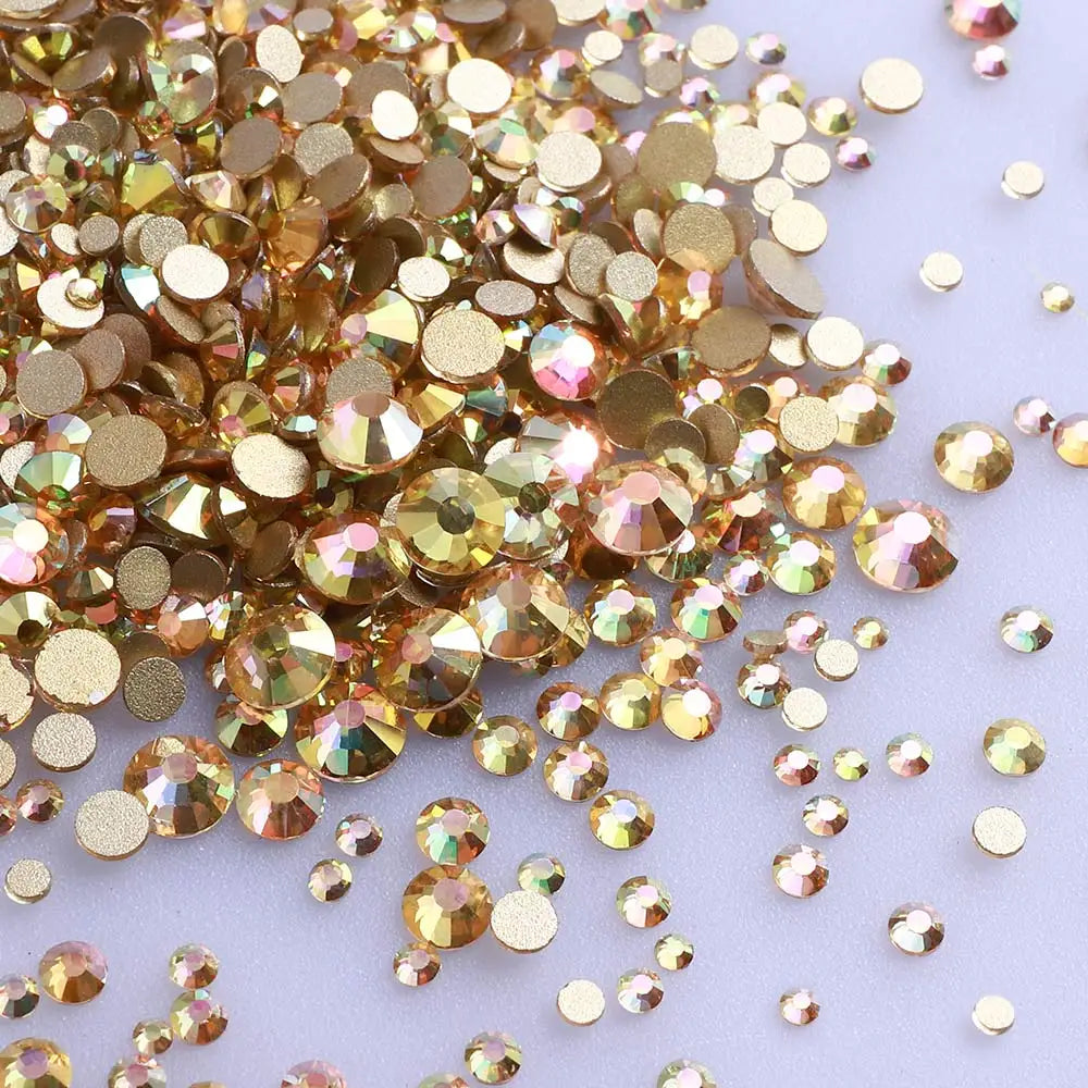 1440-Piece Champagne Flat Back Rhinestone Set