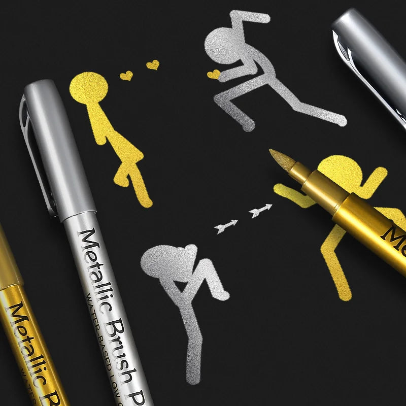 Metallic Permanent Marker Pens – 4/6pcs Gold &amp; Silver for DIY Crafts