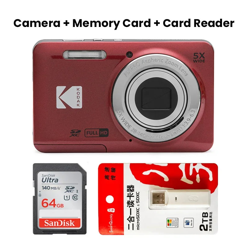 KODAK PIXPRO FZ55-RD 16MP Compact Digital Camera – 5X Zoom, 1080P HD Video