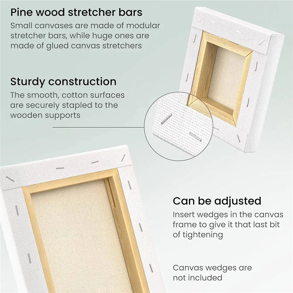 4-Pack Square or rectangle Artist Canvas Boards – Cotton with Wooden Frame