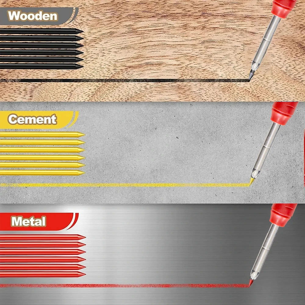 Deep Hole Carpenter Pencil Set – With Built-in Sharpener