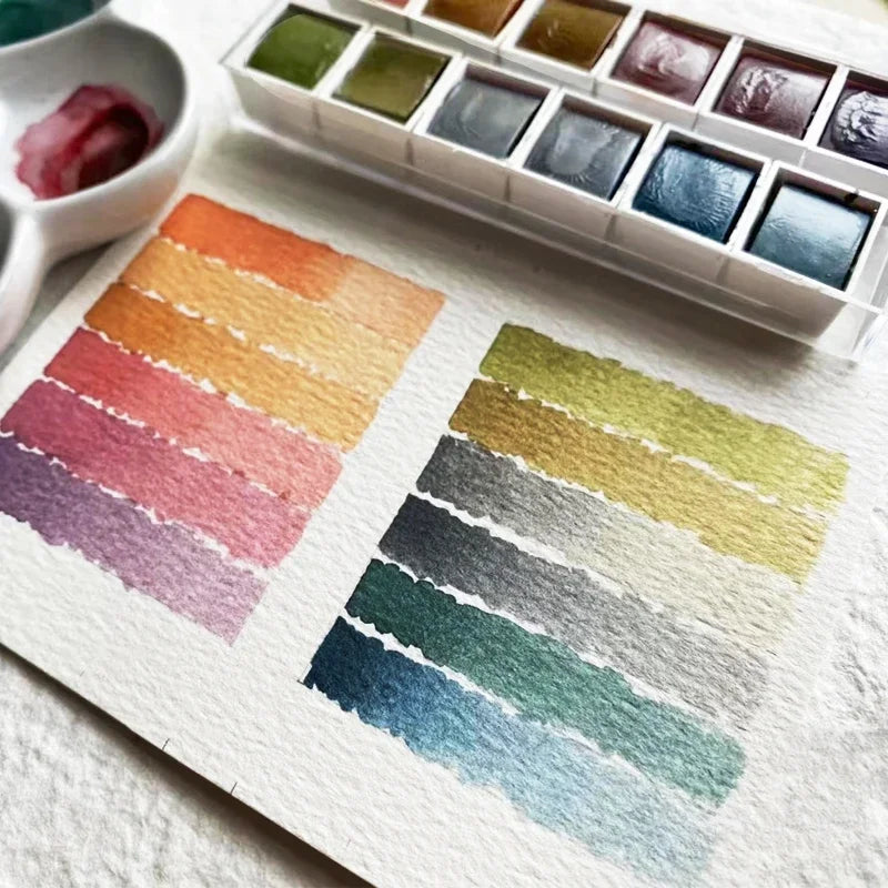 Portable 12-Color Retro Watercolor Set