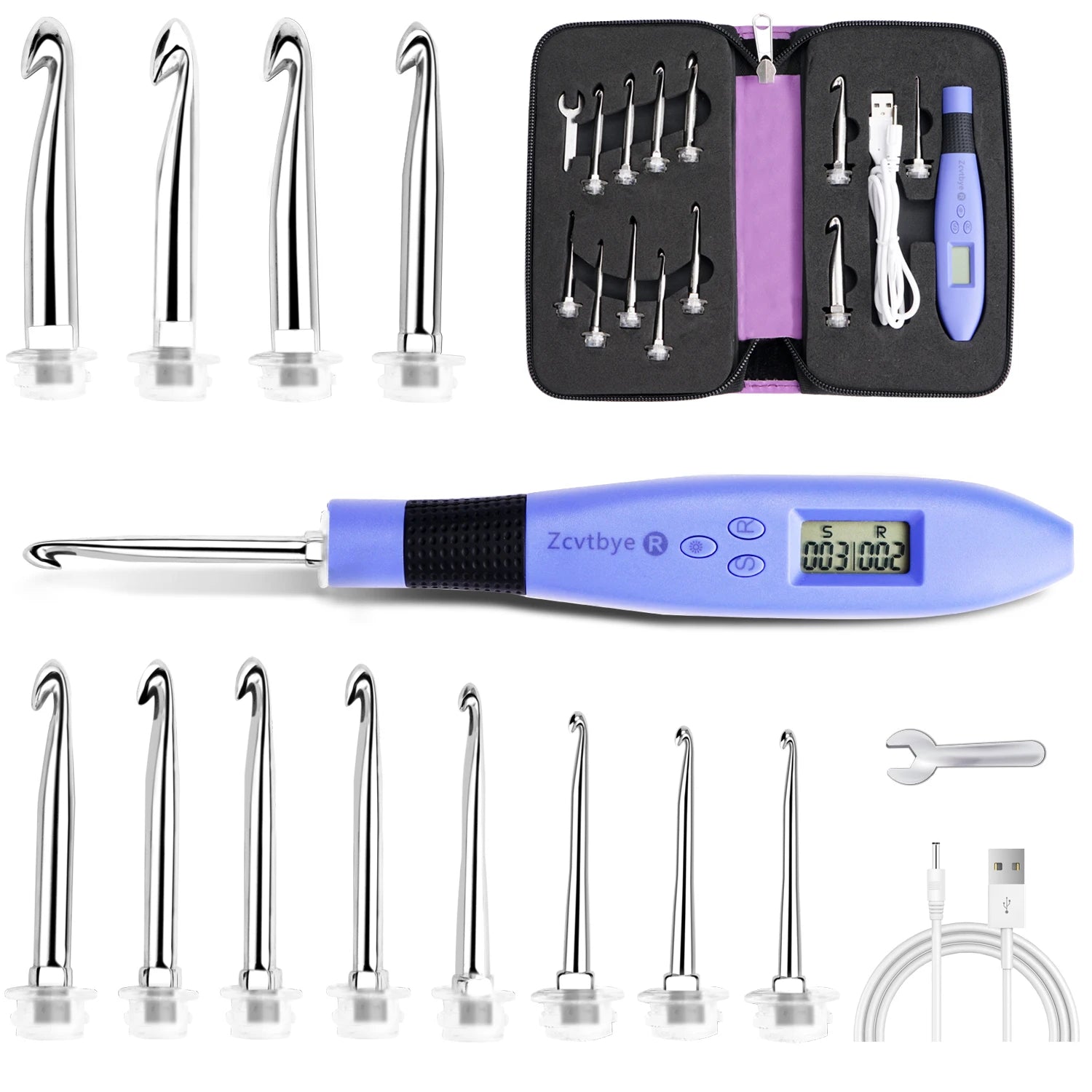 12pcs Lighted Crochet Hook Set with Counter