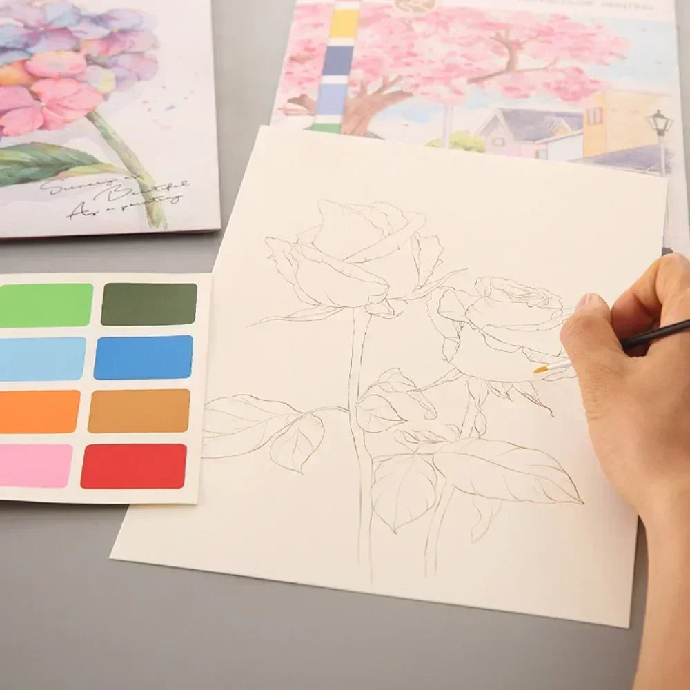 Kids’ Portable Watercolor Book – 4 Sheets + Brush