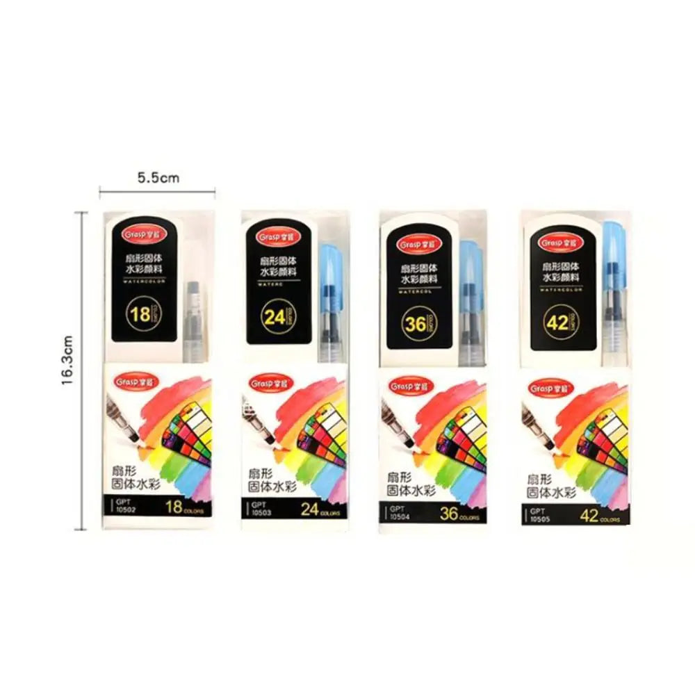 Folding Solid Watercolor Set – 18/24/36/42 Colors with Brush Pen
