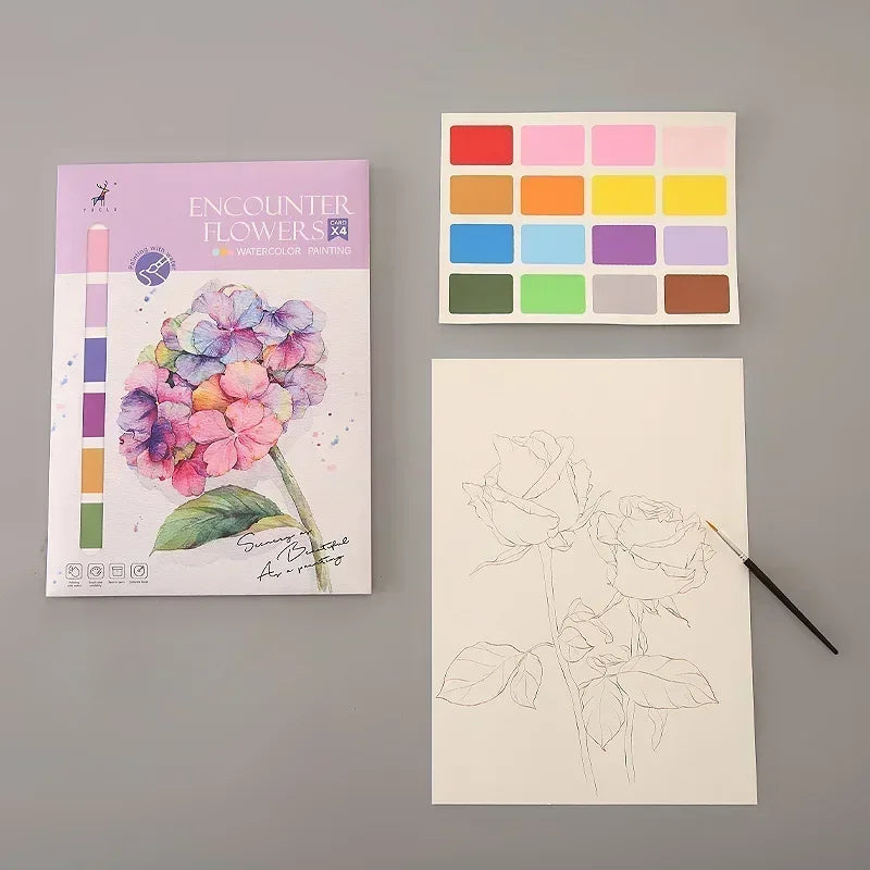 Kids’ Portable Watercolor Book – 4 Sheets + Brush