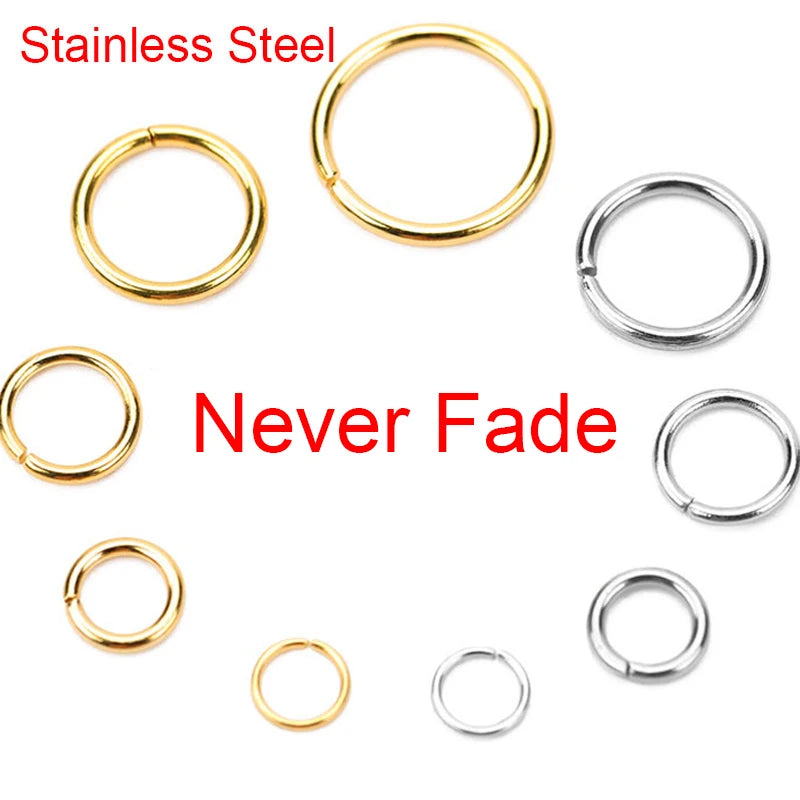 100pcs Stainless Steel Open Jump Rings – 3–10mm for DIY Jewelry Making