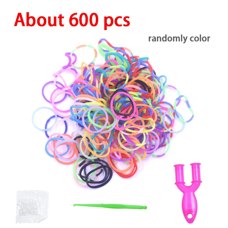 Colorful Loom Bands Kit – 600–1500+ Pcs