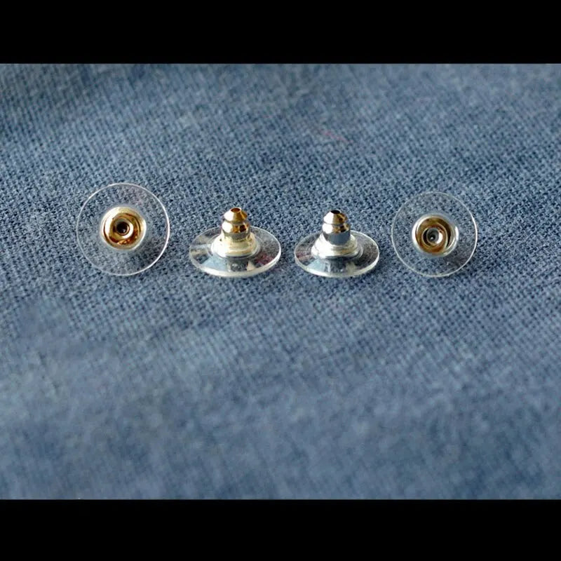 100pcs Rubber Earring Backs – Silicone &amp; Steel Earnuts for DIY Jewelry