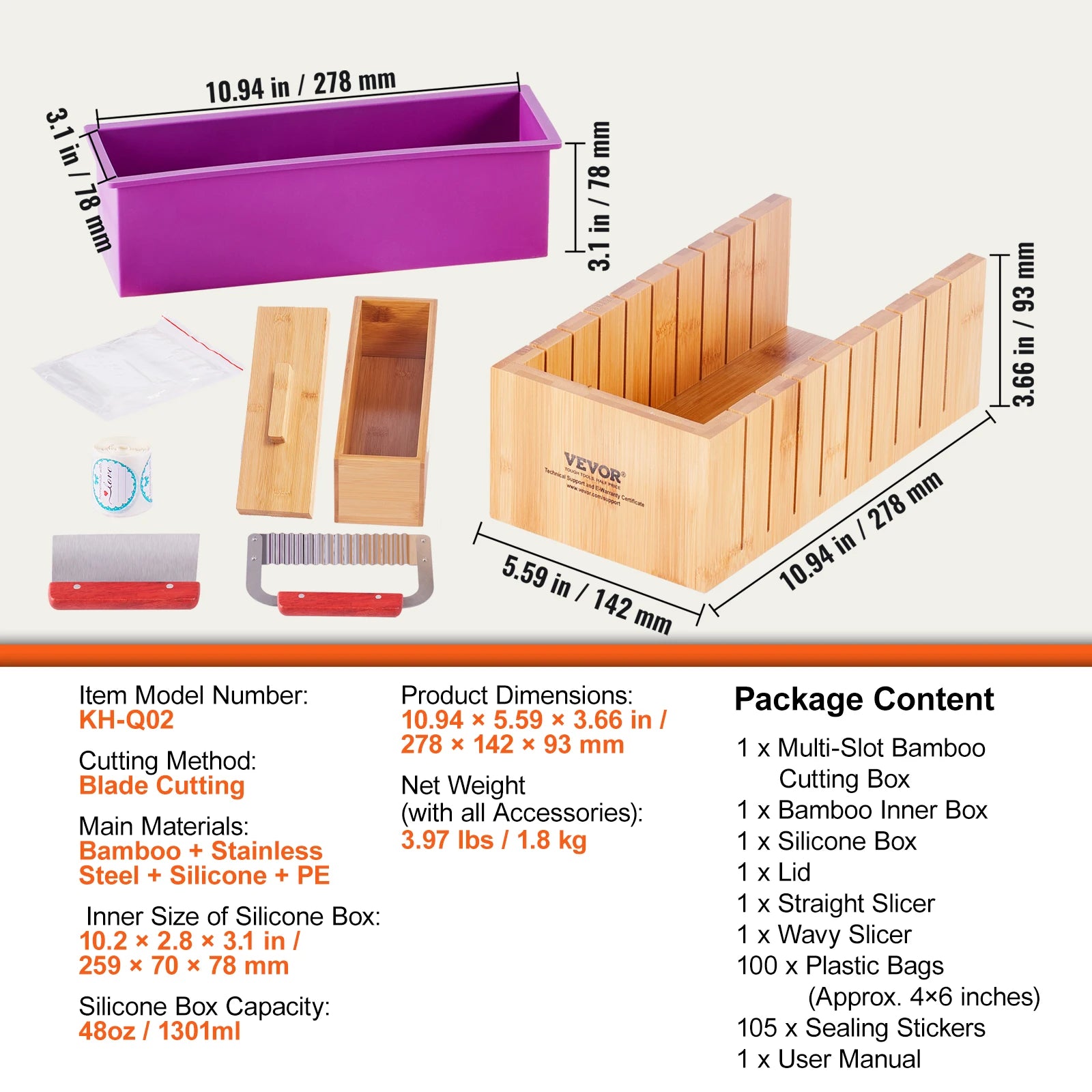 SucceBuy Soap Making Kit – Bamboo Box, Silicone Mold &amp; Stainless Steel Cutters