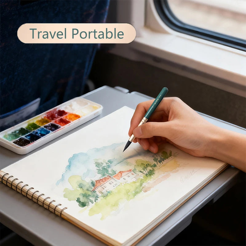 6-Piece Nylon Watercolor Brush Set (Mini Green)