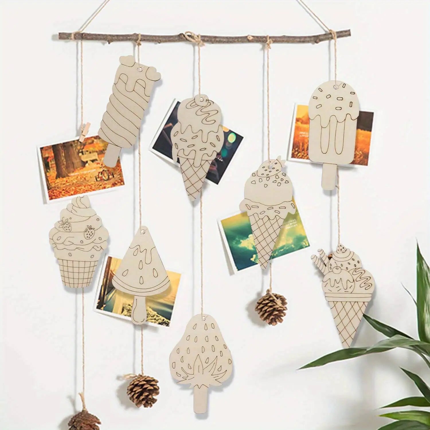 16pcs Wooden Ice Lolly Craft Ornaments
