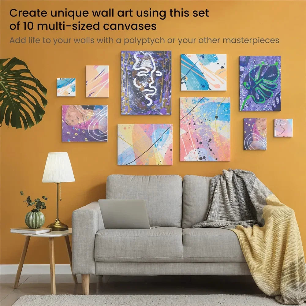 4-Pack Square or rectangle Artist Canvas Boards – Cotton with Wooden Frame