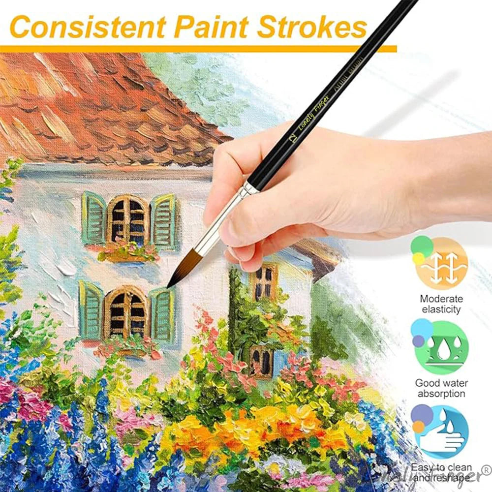 12-Piece Round Nylon Paint Brush Set