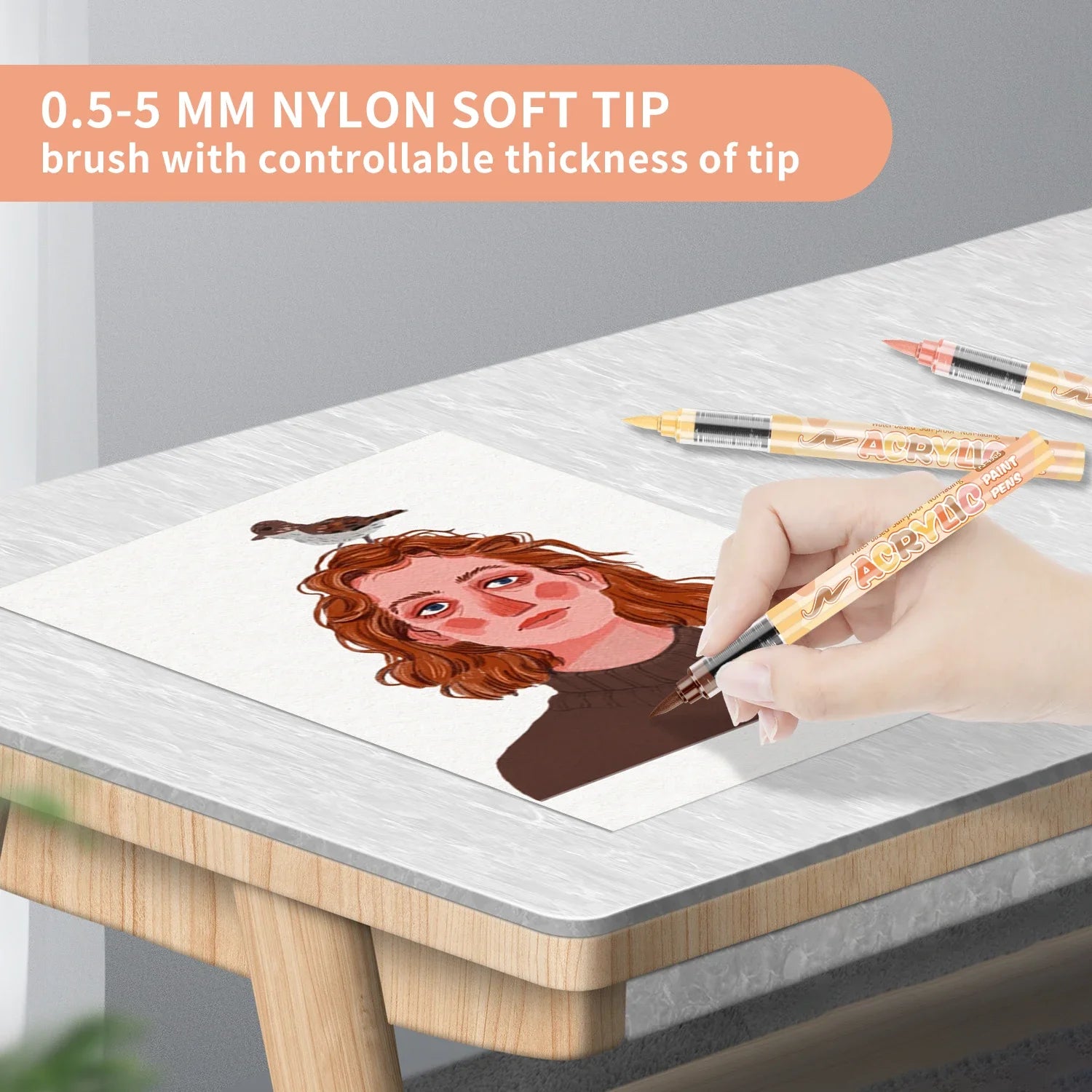 Skin Tone Acrylic Brush Markers Set