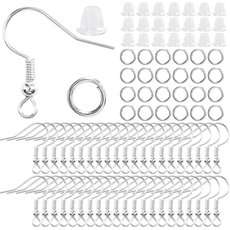 300pcs Earring Findings Set – Hooks, Jump Rings &amp; Backs for Jewelry Making