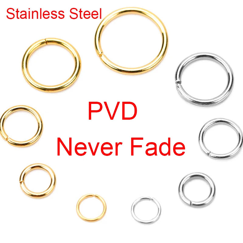 100pcs Stainless Steel Open Jump Rings – 3–10mm for DIY Jewelry Making