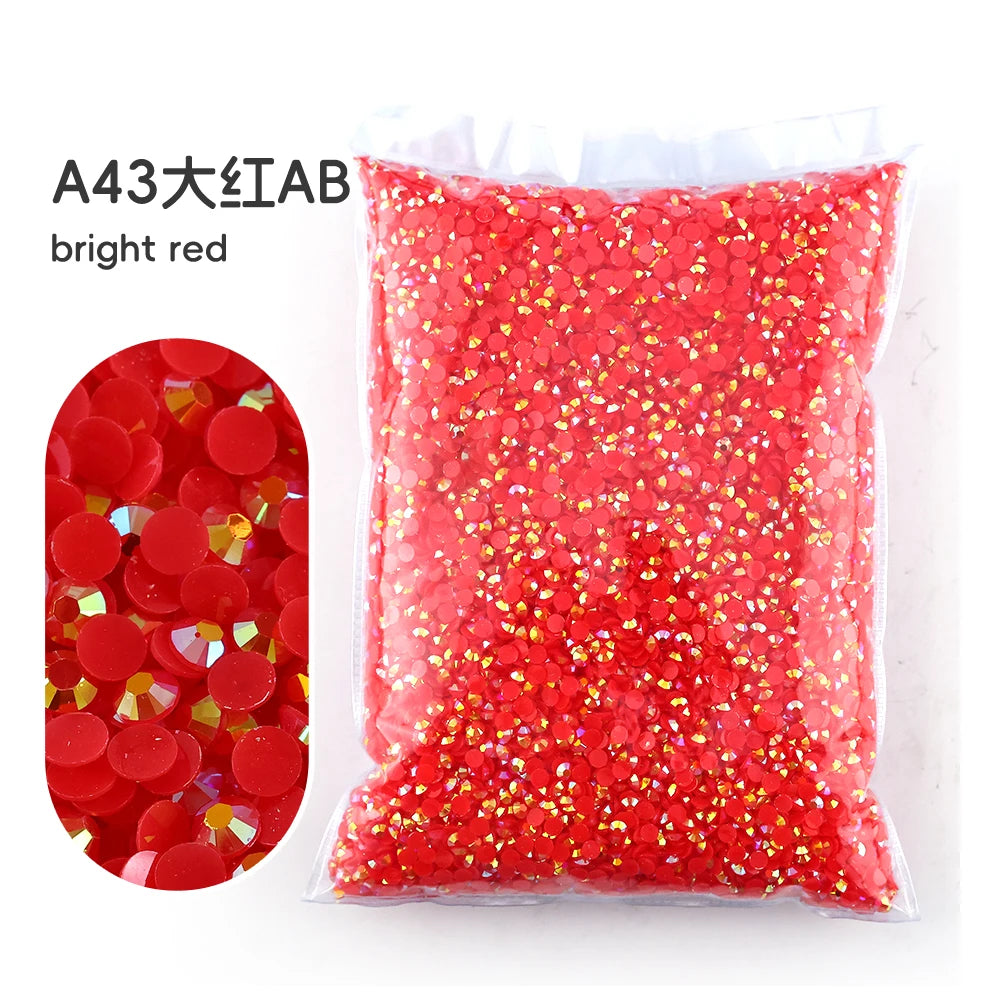2MM 3MM 4MM 5MM 6MM Jelly AB Resin Cold fixation  Rhinestones Flat Back Suitable for making diamond water bottles