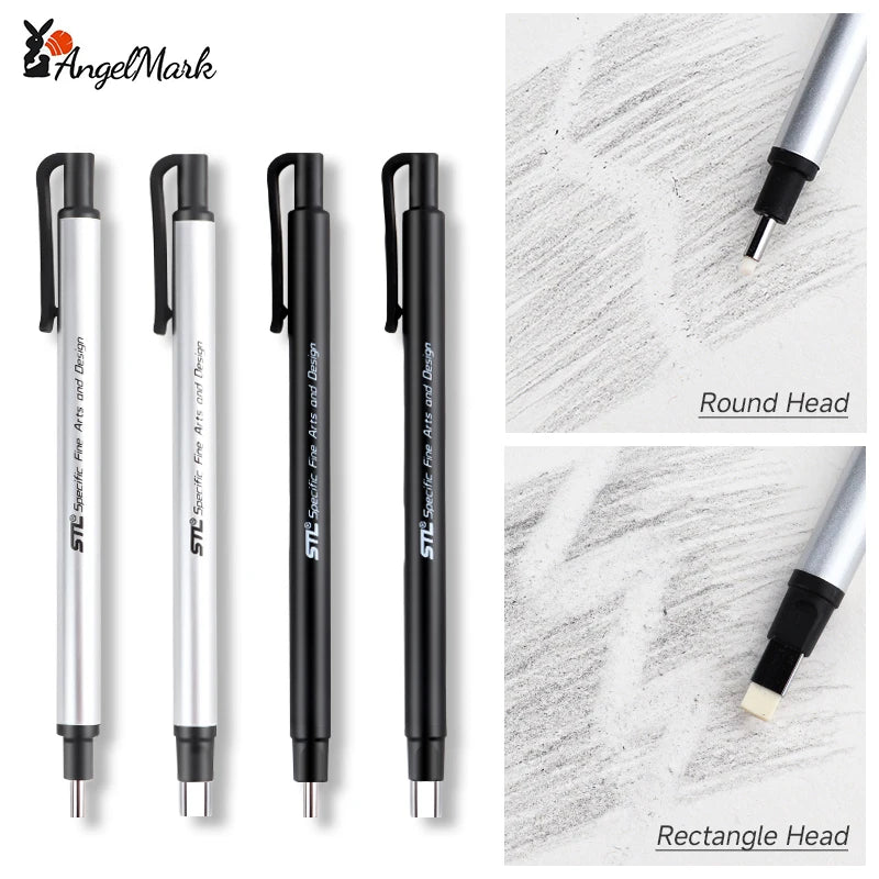 AngelMark Mechanical Eraser Pen – Refillable Press-Type for Art &amp; Sketching