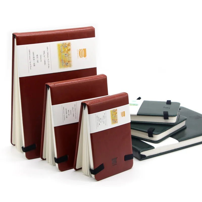 Baohong Watercolor Travel Book – 300gsm, Linen Leather-Bound