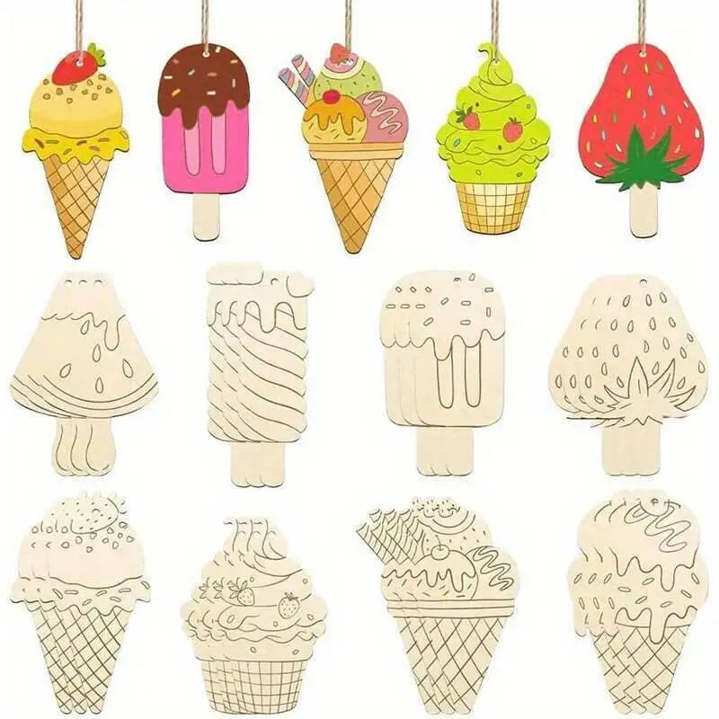16pcs Wooden Ice Lolly Craft Ornaments