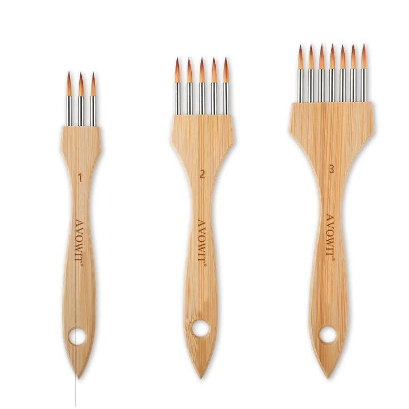 Wooden Handle Multi-Tooth Artist Brush Set
