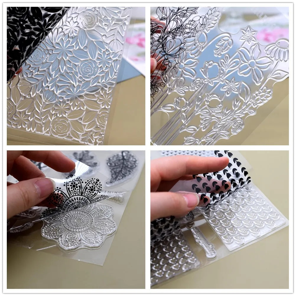 SNASAN Leaf &amp; Flower Clay Texture Stamp Sheets