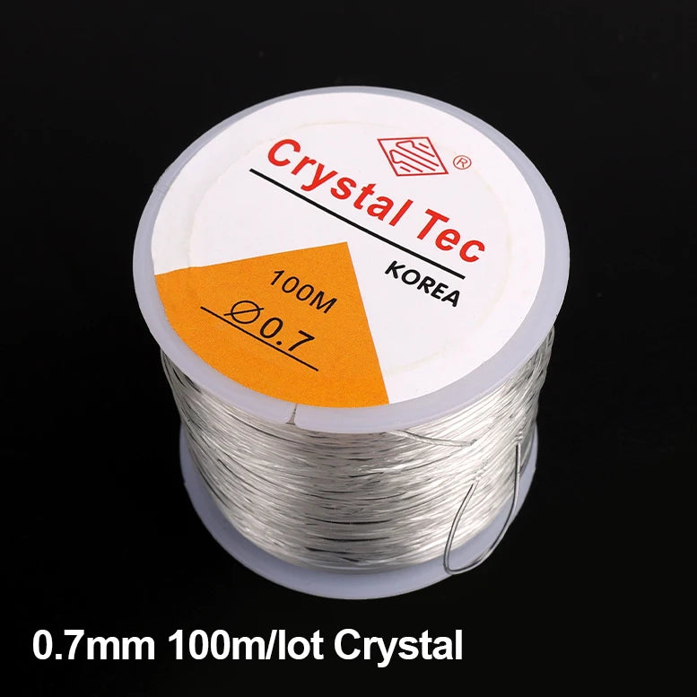100m Elastic Beading Cord – 0.5–1mm Crystal Stretch Thread for Jewelry Making