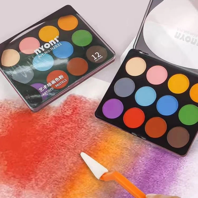 Nyoni Super Soft Artist Pastels – 12-Color  Nyoni 12-Color Super Soft Artist Pastel Set in PVC Box, Fine Powder for Smooth Blending | Ideal for Drawing, Painting & Mixed Media